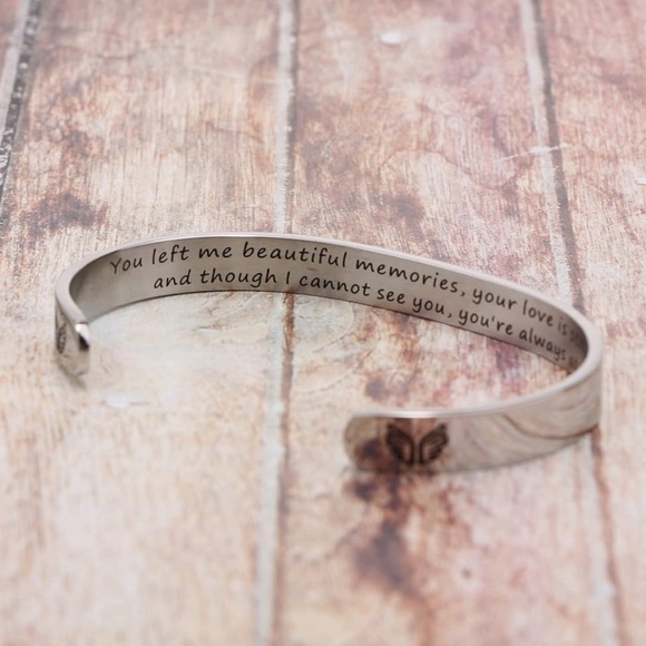 JoycuFF Memorial Gift Loss Loved Butterfly Lost Mom Dad Stainless Steel Jewelry - Picture 3 of 6